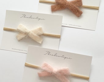 Delilah Knit Bow, Newborn Headband, Baby Bows