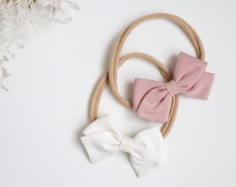 Options(Avery) Linen Fabric Headband, Baby headband, Baby bow, Newborn headband, Hair bows, Baby girl headband, Nylon headband, gift newborn