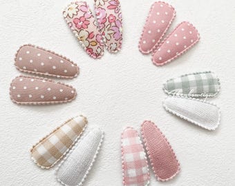 Fabric Mini Snap Hair Clips Set: Scalloped Edge Toddler Clips (3.5cm)