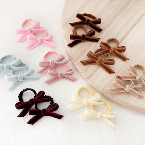 Set mit 2 Mini Samt-Haarbänder, Kleinkind-Haarbänder, Haarbänder, süße Haargummis, Mini-Haarbänder, kleine elastisches Band, Baby-Haarbänder