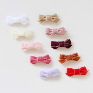 Set of 2 Velvet Bow Snap Clips: Cottage Hair Accessories, toddler hairclips
