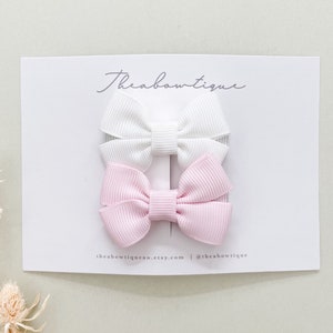 Set of 2 (Mini Freyja) Baby Girl Toddler Grosgrain Hair Bows, toddler hair Clip, Baby Bows, Baby Girl Gift