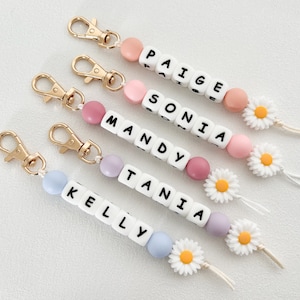 Personalised Keyring, Back to school keychain, Pastel Keyring, Personalised Name Bag Tag, Kids School Bag tag or keyring, Gift for kids