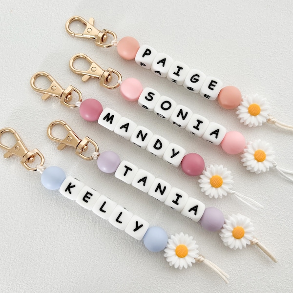 Personalised Keyring, Back to school keychain, Pastel Keyring, Personalised Name Bag Tag, Kids School Bag tag or keyring, Gift for kids