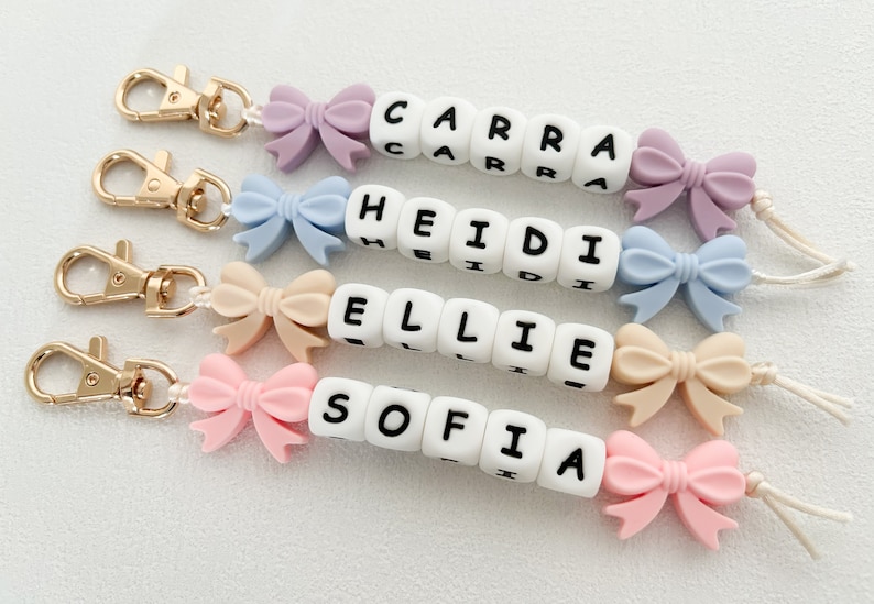 Personalised Keyring, Back to School Keychain, Pastel Keyring ...