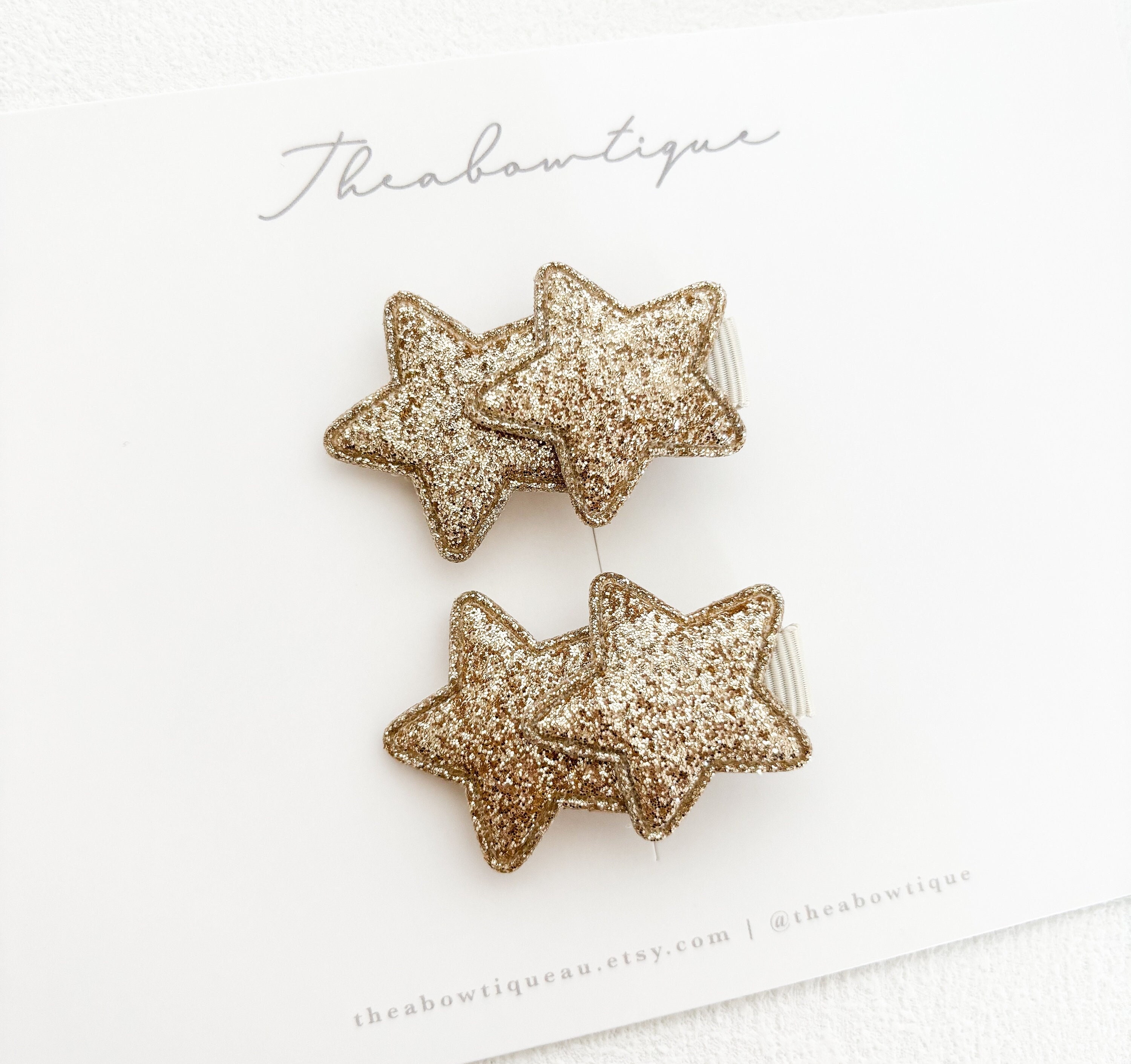 Set of 2 (Sparkles) Toddler Bow, Hair Bows, Infant bows, Baby Girl Gift, Hair Clip, Star Clip