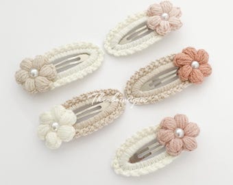 Crochet Flower Hair Clip: Handmade Toddler Snap Clip