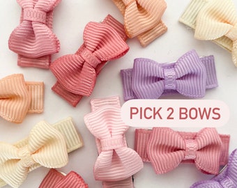 PICK 2 (Mini Luna Bow) Baby Infant Girl Toddler Grosgrain Bowtique Hair Bows, Snap Clip, Infant bows, Baby Bows, Baby Girl Gift, Hair Clip