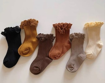 Frill Ribbed Socks (Option) Knee High Socks, Fashion Socks, girl socks, toddler socks, Socks, Retro Socks, Socks, Casual Socks, Kids Socks