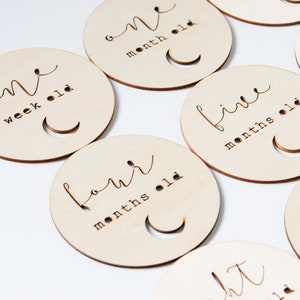 Baby Milestone Cards Set of 14 (Eclipse) - Wood Discs - Wooden Baby Cards First Year - Baby Shower Gift - Age Signs - Newborn Shower Gift