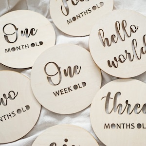 Jeu de 14 cartes jalon bébé (Bohème) - Disques en bois - Cartes en bois Première année