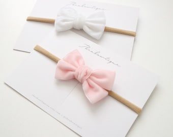 Midi Velvet Baby Bow: Soft Nylon Newborn Headband