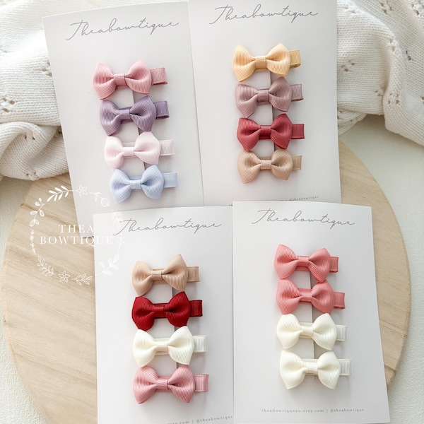 Luna Bow Set – Grosgrain Ribbon Baby Hair Clips, Baby Bows, 4.5cm
