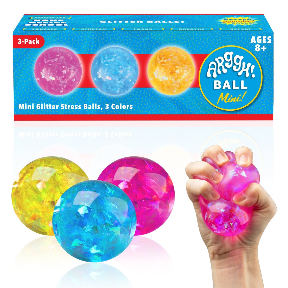 Arggh Fidget Mini Glitter Ball 3 Pack Squishy Stress Ball | Etsy