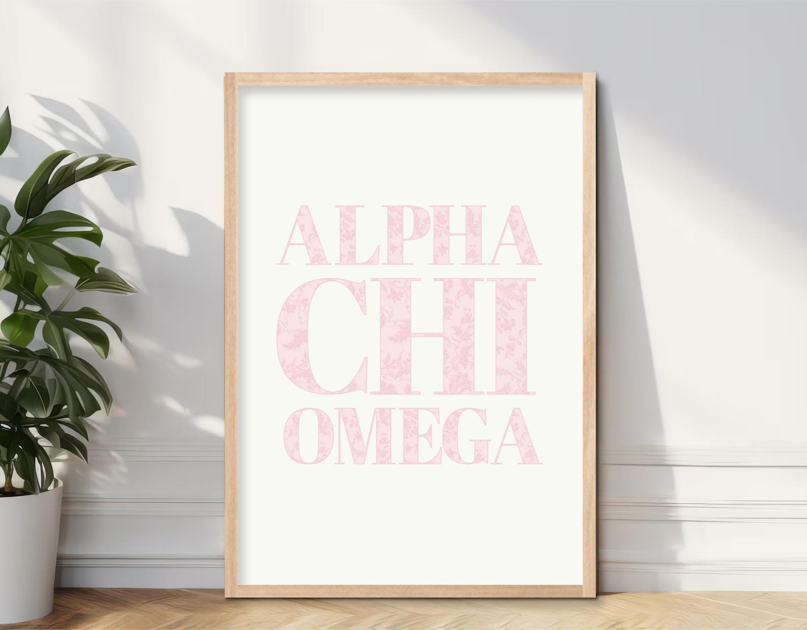 Alpha Chi Omega Art Print/College Wall Art/Pink Floral Lettering/Dorm Decor/Big Little Gifts/Coastal Cowgirl/Sorority Art Prints/A Chi O