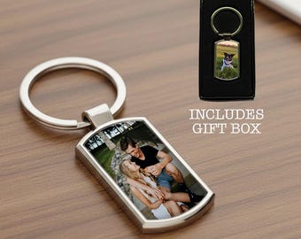 Personalised Photo Keyring – Any Image, Metal Keyring with Gift Box