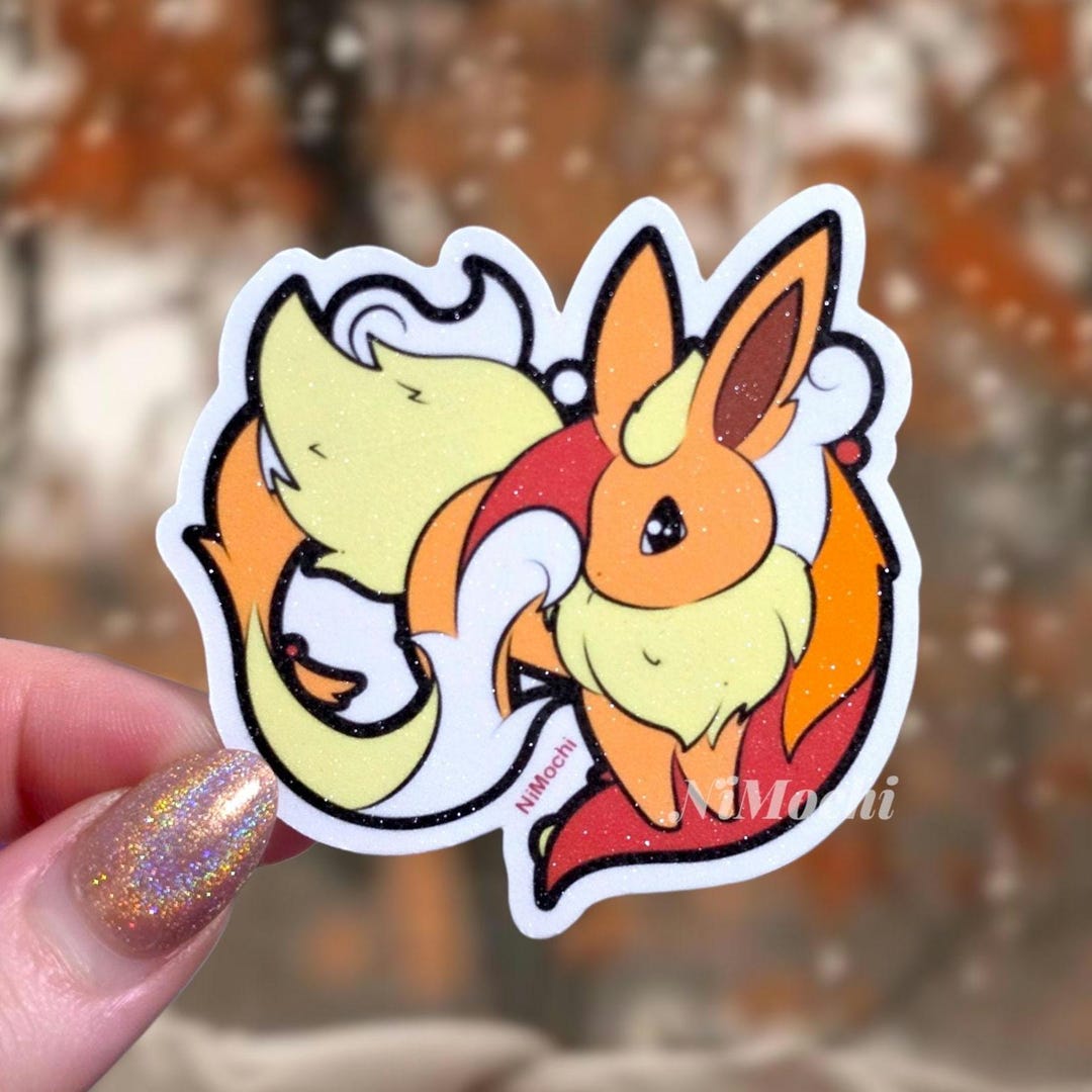 Glitter Flareon Sticker | Eeveelution, Water-resistant - Etsy