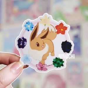 Eevee Flower stickers| Stickers for journaling | cute stationary | kawaii stickers