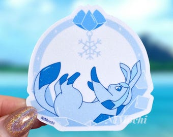 Glitter Glaceon Sticker: Water resistant Kawaii Eeveelution