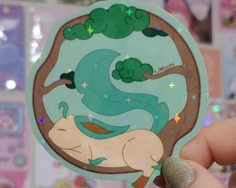 Holo Leafeon Sticker: Waterproof Kawaii Journaling Sticker