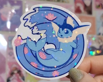 Holographic Vaporeon Sticker | Water-Resistant Eeveelution