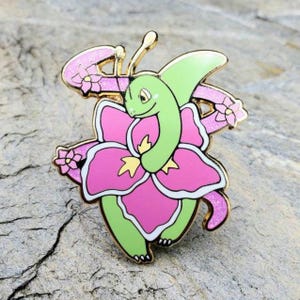 Meganium Pin - Gold Hard Emaille, Glitzer-Detail