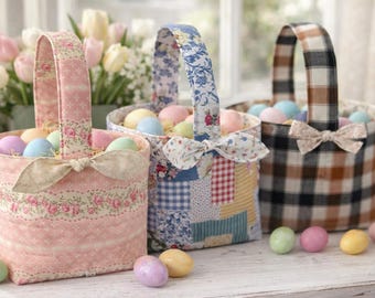 Personalized Quilted Easter Basket | Handmade Fabric Easter Basket | Custom Name Easter Basket | Reusable l Easter Basket | Kids Easter