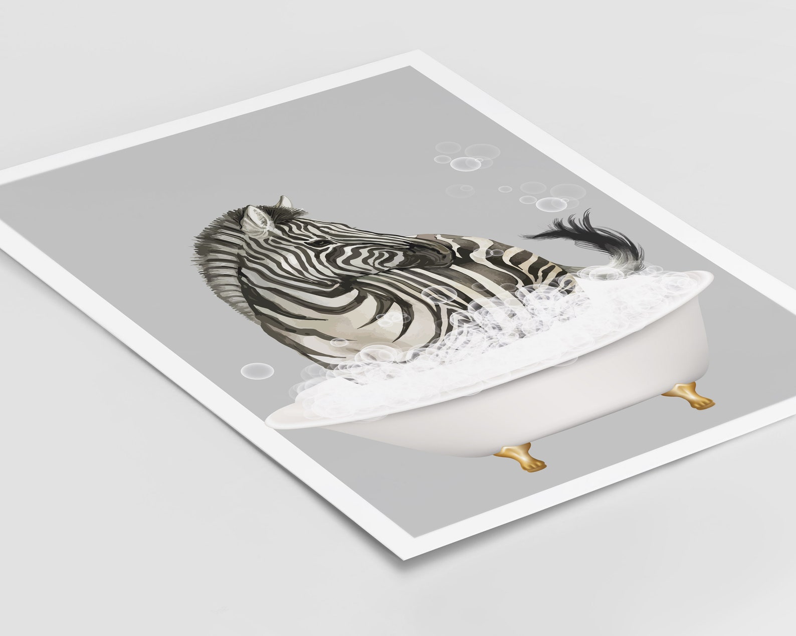 Zebra in the Bath Animal Print Wall Art Bathroom Picture Etsy UK