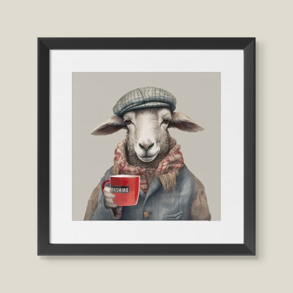 Framed Watercolour Yorkshire Sheep 'Arthur' Country Wall Art Print Framed Picture or Unframed