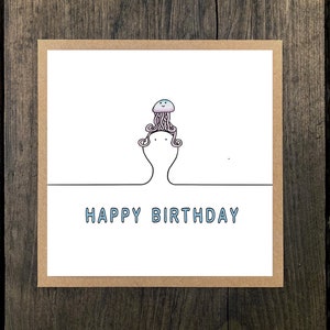 Carte d'anniversaire « Jelly Hat » Happy Heads - une seule carte de voeux avec enveloppe kraft - vierge à l'intérieur (10 % de profit pour Young Minds)