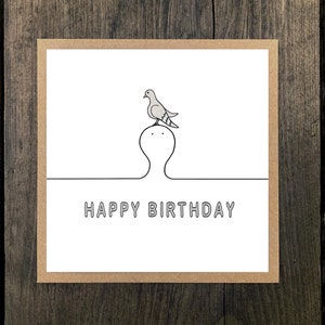 Carte d'anniversaire Happy Heads Pigeon - une seule carte de voeux avec enveloppe kraft - vierge à l'intérieur (10 % de profit pour Young Minds)