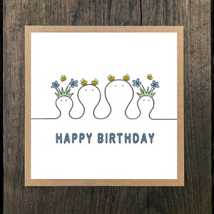 Carte d'anniversaire Happy Heads Bees - une seule carte de voeux avec enveloppe kraft - vierge à l'intérieur (10 % de profit pour Young Minds)