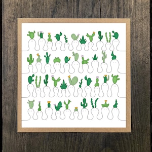 Carte cactus Happy Heads - une seule carte de voeux avec enveloppe kraft - vierge à l'intérieur (10 % de profit pour Young Minds)