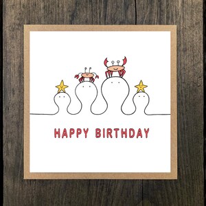 Carte d'anniversaire Happy Heads Crabs - carte de voeux simple carrée avec enveloppe kraft - vierge à l'intérieur (10 % de profit pour Young Minds)