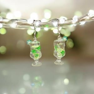 Cocktails earrings. Epoxy resin earrings. Resin earrings. Mojito, Aperol.