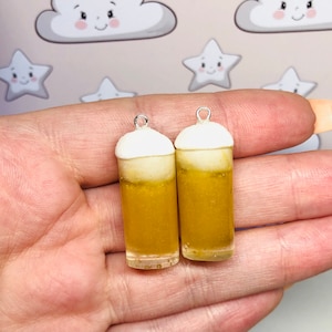 Earrings made of epoxy resin and polymer clay Kölsch beer