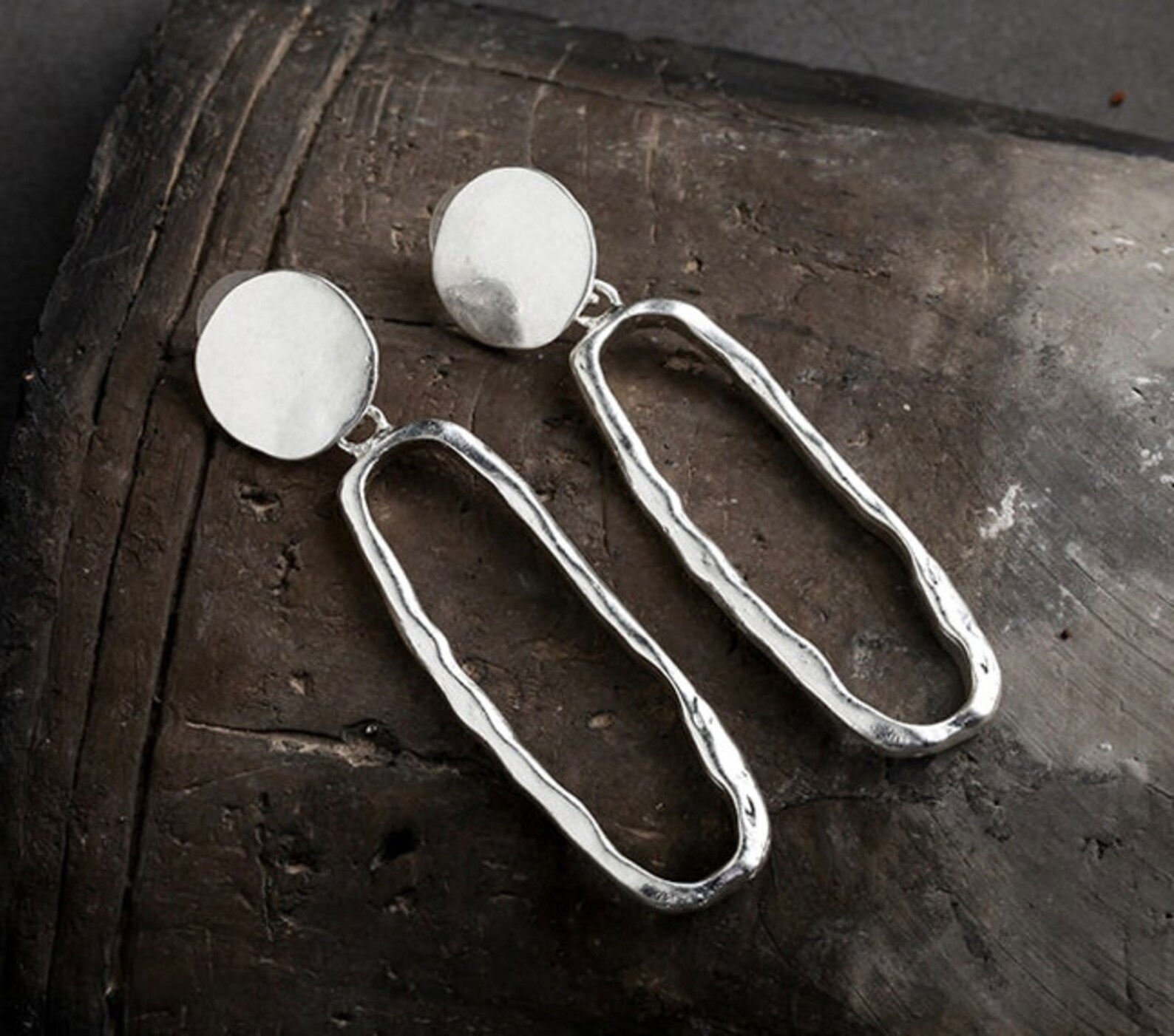 Drop Stud Earrings for Women/vintage Style Silver Colour Boho Earrings/jewelry Geometric Metal