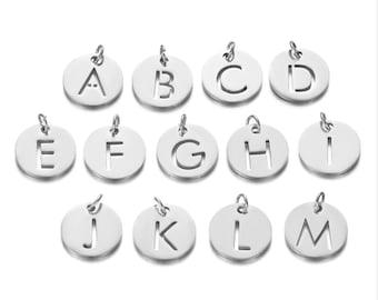 10 Stück runde A-Z Initialen Anhänger / 316L Edelstahl Buchstaben Charms / Schmuckherstellung / Halskettenherstellung / Ohrringe und Armbandherstellung /