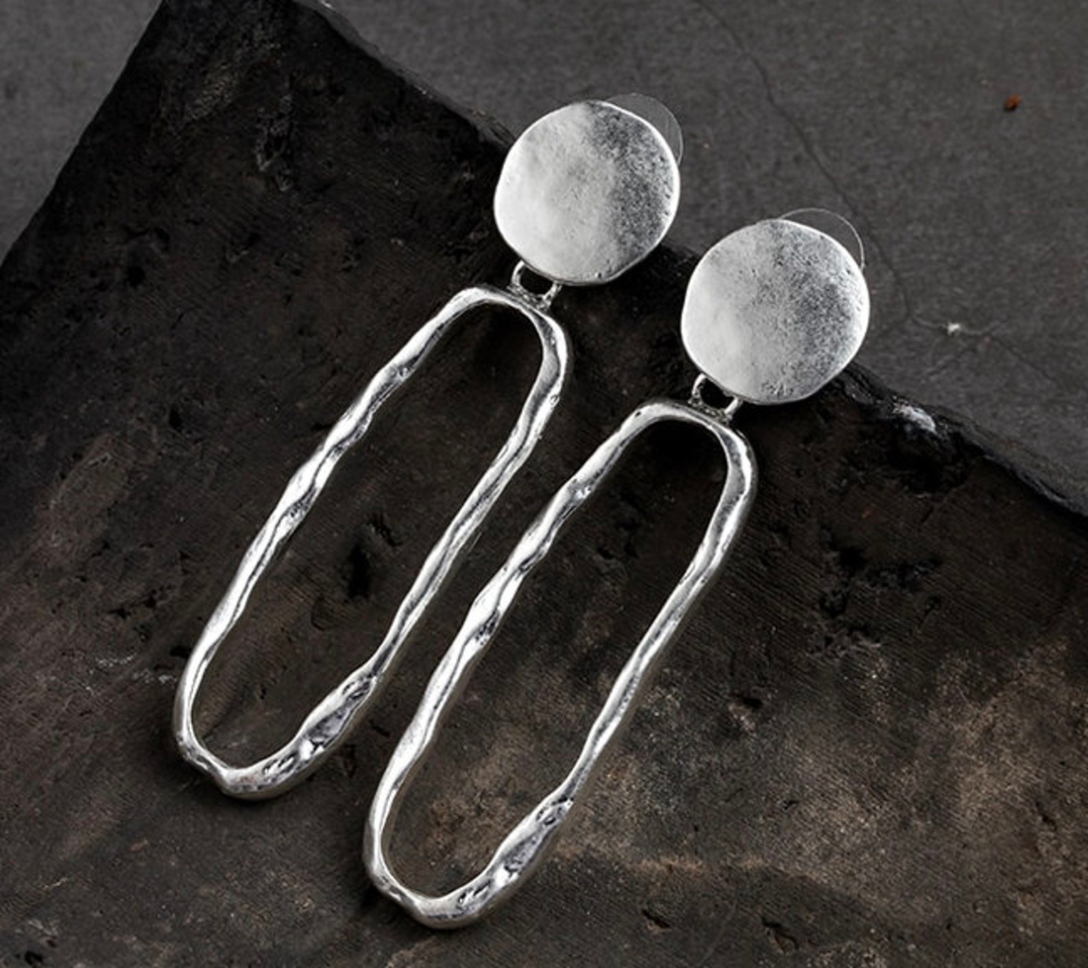 Drop Stud Earrings for Women/vintage Style Silver Colour Boho Earrings/jewelry Geometric Metal