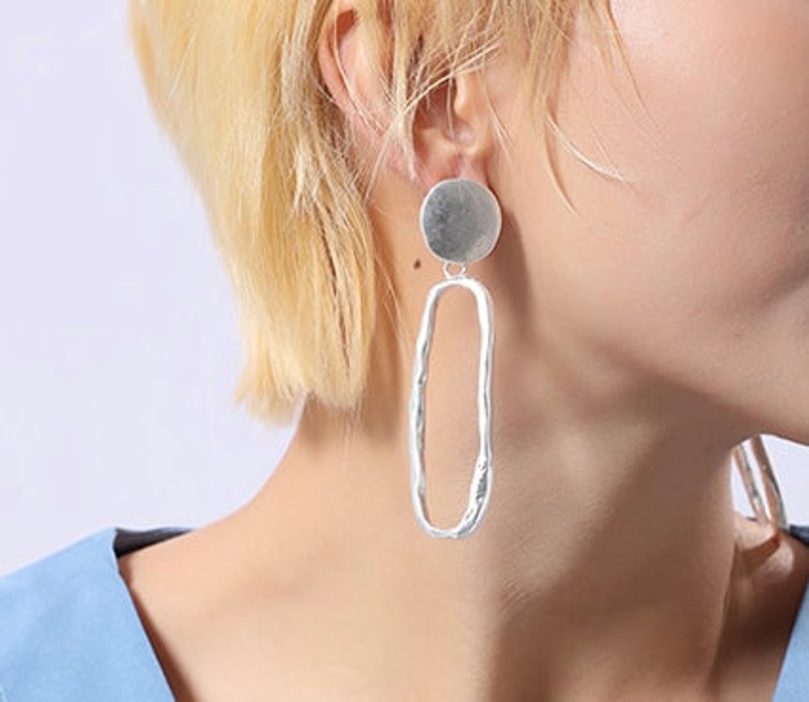 Drop Stud Earrings for Women/vintage Style Silver Colour Boho Earrings/jewelry Geometric Metal