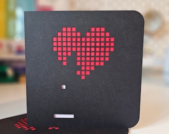 Heart Breaker - Valentines Brick Breaker video game inspired heart shaped 3D Papercraft Greetings Card