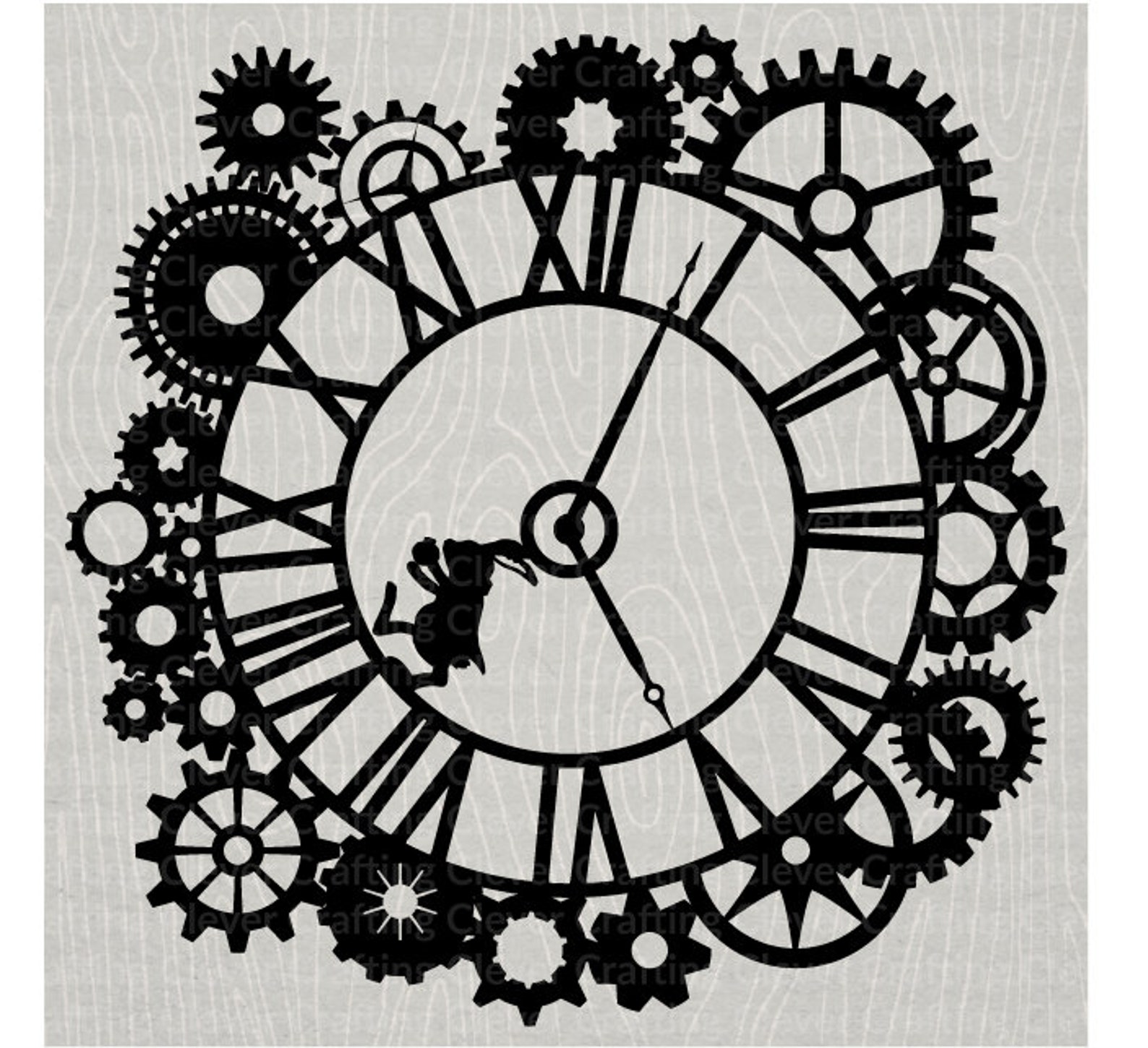 Download SVG White Rabbit Steampunk Clock DOWNLOAD DXF Cricut ...