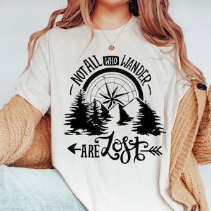Mountain Compass Sweatshirt, Hiking Shirt, Not All Who Wander Are Lost Mountain Shirt, Camper Sweatshirt, Camping Shirt, Outdoor Shirt