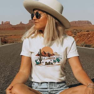 Desert Shirt, Cactus Plants, Road Trip Shirt, Cactus Shirt, Adventure Shirt, Arizona Shirt, Cactus Scene Shirt, Western Shirt, Women Shirt