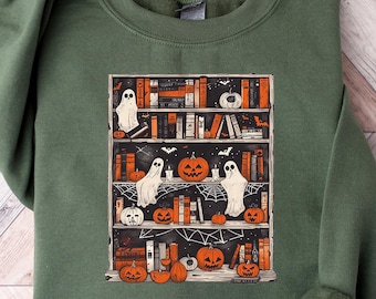 Geist Lesebücher Sweatshirt, Halloween Shirt, Lehrer Geschenk, Boo Schule T-Shirt, Bibliothekar Geist Halloween, Halloween Lehrer Sweatshirt