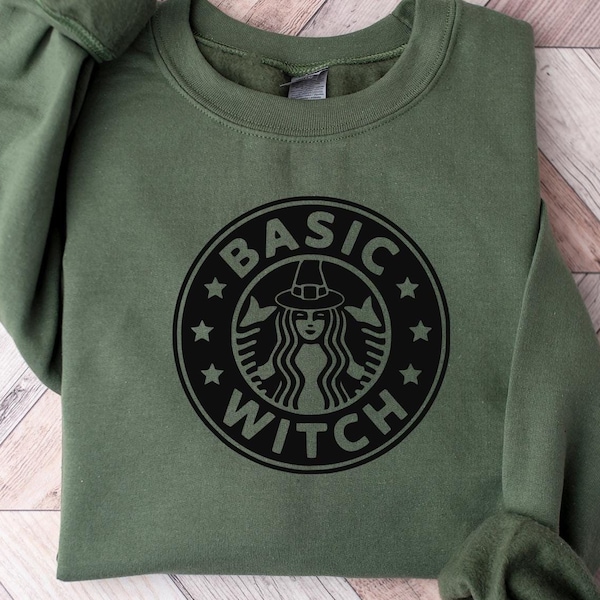 Moletom básico de bruxa, moletom de Halloween, camisa básica de bruxa, fantasias de Halloween, camisetas de Halloween, camiseta de temporada assustadora, camiseta de gostosuras ou travessuras