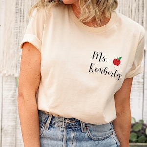 Customized Pocket Teacher Shirt, Back to School Shirt Kindergarten Teaching Shirt Personalized Name Teacher Shirt, Crayon Teacher Shirt