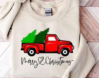 Christmas Sweatshirt, Christmas Truck Tree Matching Shirt, Christmas Tree Shirt For Family,Christmas Family Pajama Top,Merry Christmas Shirt