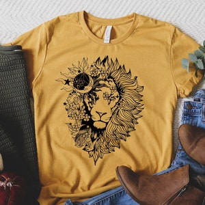 Floral Lion Shirt, Cute Shirts for Women, Lion Shirt, Lion Flower Shirt, Leo Shirt, Gift for Her, Animal Lover, Graphic Tees, Animal Shirts