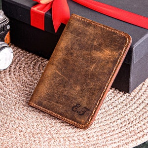 Porta-cartões de couro real feito à mão, porta-cartões de couro gravado, carteira artesanal personalizada, porta-cartões com logotipo personalizado